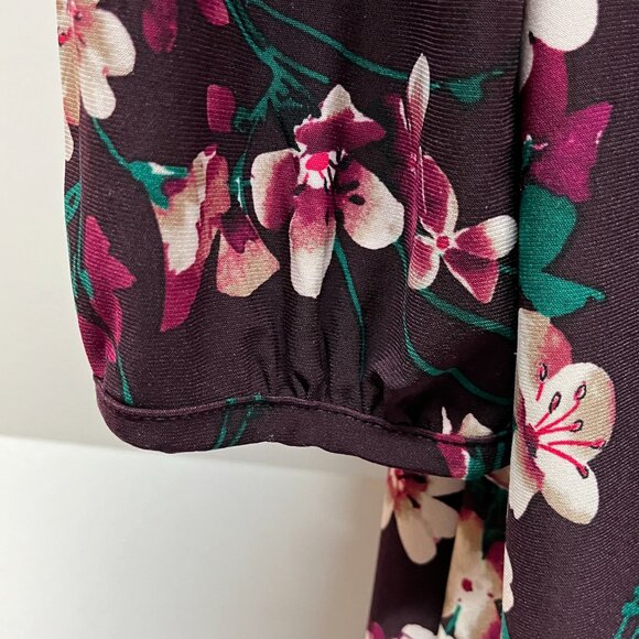 Tommy Hilfiger Women’s Dress Maroon Floral Knee Length Long Sleeve Dress Size 18 - Picture 3 of 7